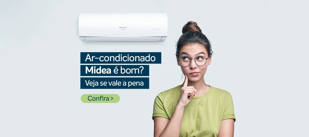 Mulher com dúvida se o ar-condicionado Midea é bom