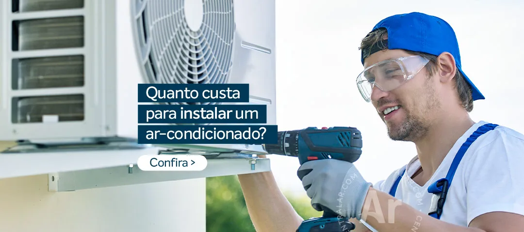 Técnico fazendo instalação de ar-condicionado