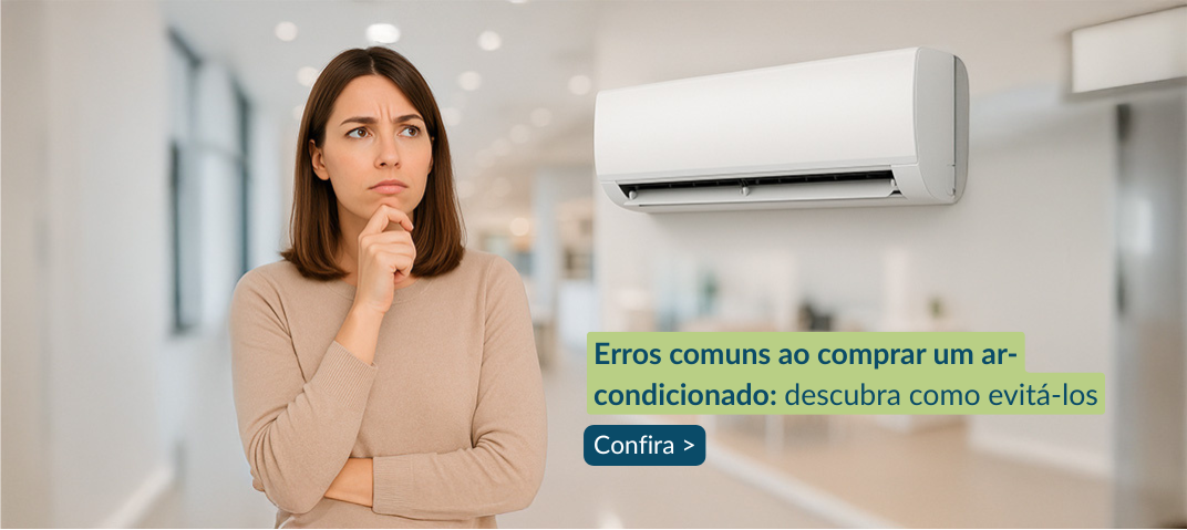 Mulher com dúvida sobre os erros ao comprar ar-condicionado