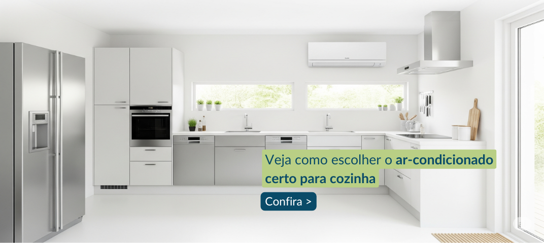 Ar-condicionado instalado em cozinha