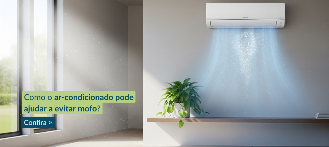 Ar-condicionado instalado em sala de estar para evitar mofo
