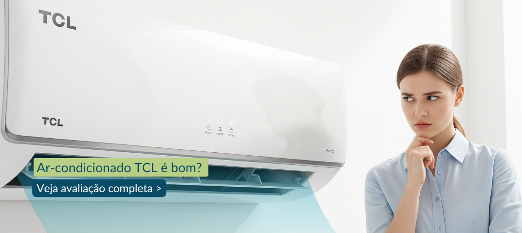 Mulher com cara de dúvida se o ar-condicionado TCL é bom