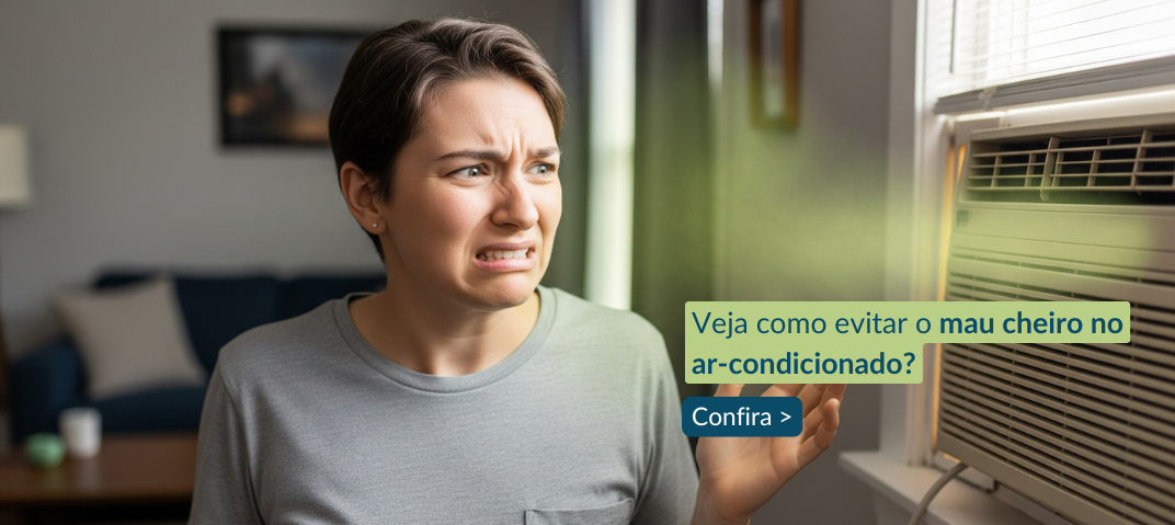 Pessoa sentindo mau cheiro no ar-condicionado