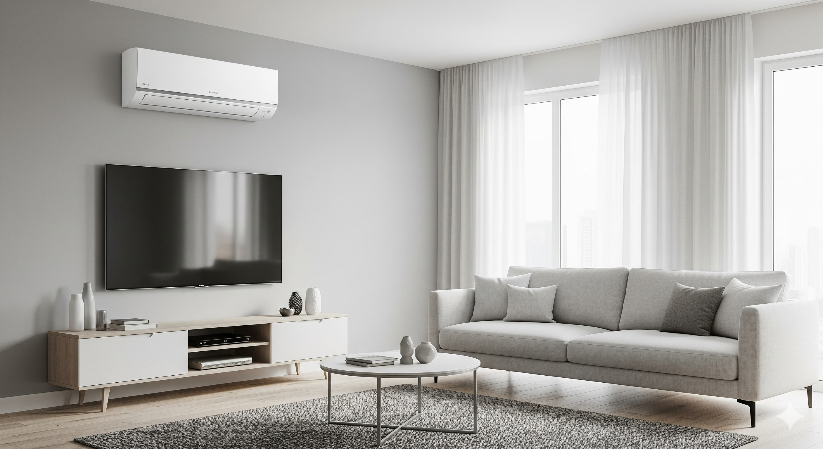 Ar-condicionado Split Hi Wall em sala de estar