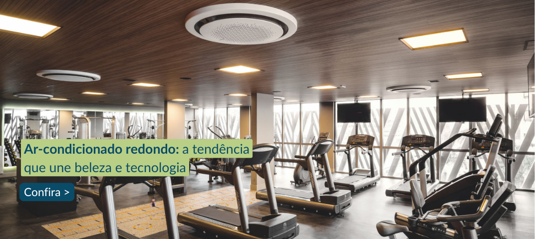 Ar-condicionado redondo instalado em academia