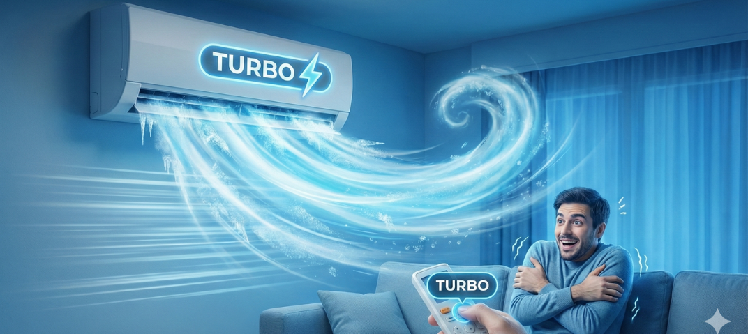 Ar-condicionado com a função turbo ativada
