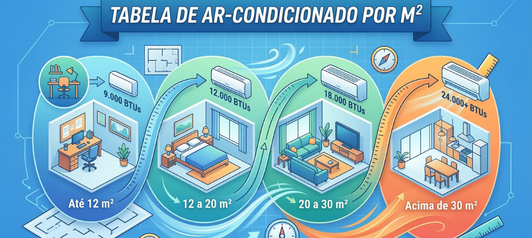 Tabela de ar-condicionado por m²
