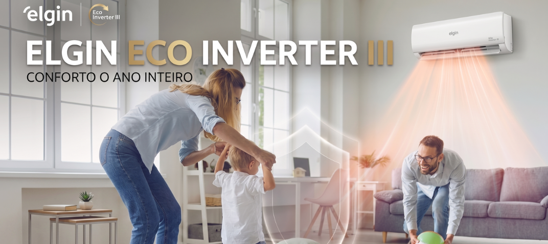 Ar-condicionado Elgin Eco Inverter III em sala de estar