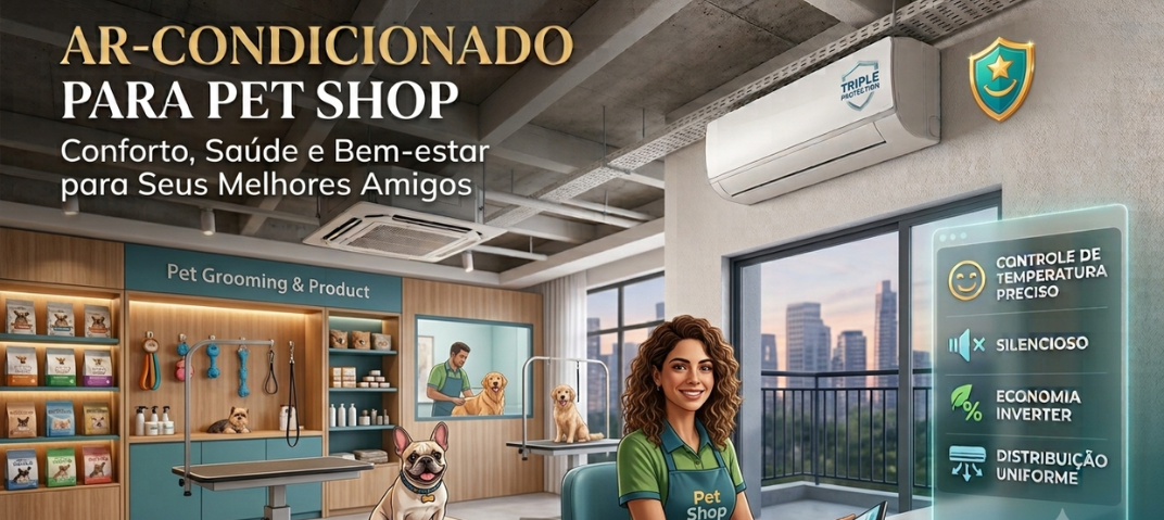Ar-condicionado instalado em Pet Shop