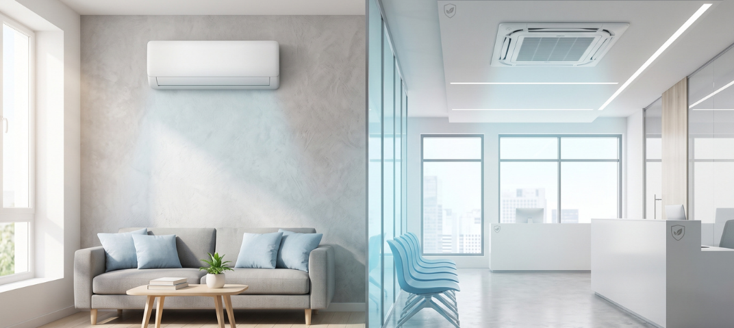 Diferenças entre ar-condicionado residencial e comercial