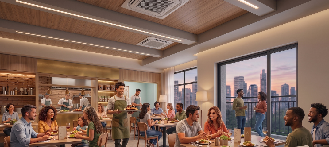 Ar-condicionado instalado em restaurante